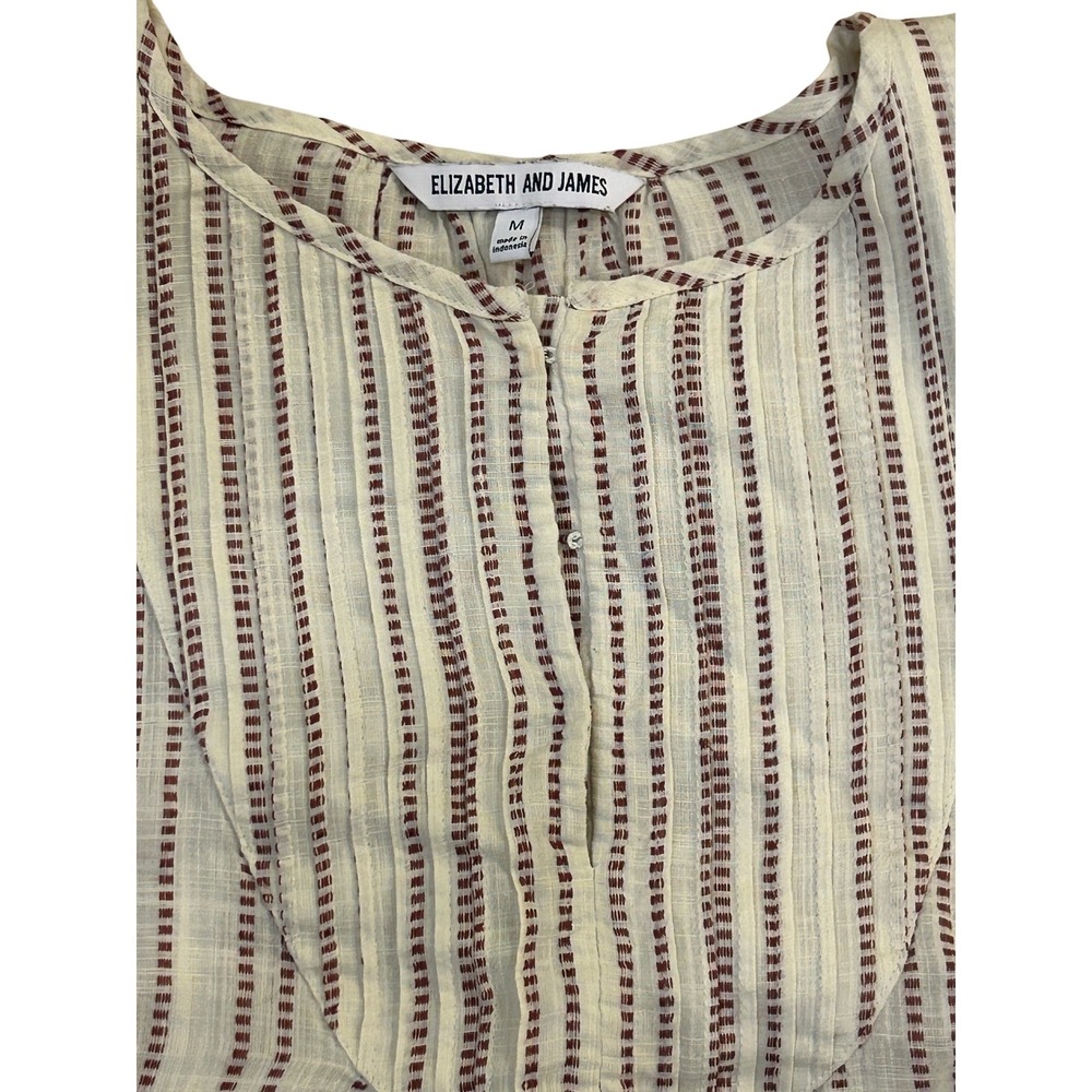 Elizabeth + James Striped Peasant‎ Blouse Long Sleeve Bohemian Top Boho Chic Med - Picture 6 of 7